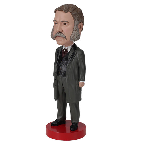 Chester A. Arthur bobblehead standing 8 inches tall, hand-painted with detailed features, showcasing the 21st president in a collector's display.