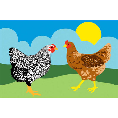 Chickens windsock featuring colorful embroidered applique design, fluttering in the breeze, perfect for outdoor gardens.