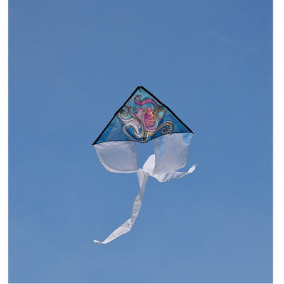 Coloring Kite - Octopus soaring in the sky with vibrant colors, displaying an artistic design perfect for outdoor fun and creativity.