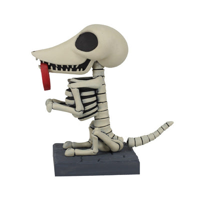 Corpse Bride - Scraps Bobblehead featuring a skeletal dog with collar in mouth, hand-painted with intricate details, showcasing Tim Burton's artistry.