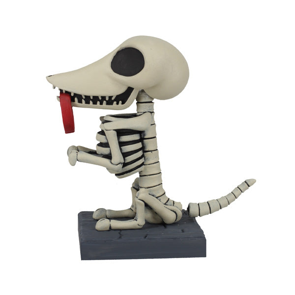 Corpse Bride - Scraps Bobblehead featuring a skeletal dog with collar in mouth, hand-painted with intricate details, showcasing Tim Burton's artistry.