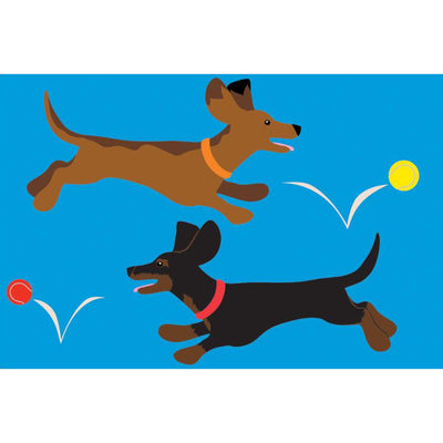 Colorful Dachshund windsock displayed outdoors, fluttering in the breeze, showcasing the charming design of the breed.
