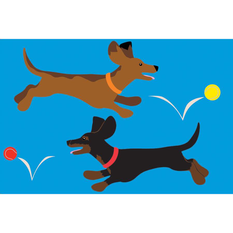 Colorful Dachshund windsock displayed outdoors, fluttering in the breeze, showcasing the charming design of the breed.