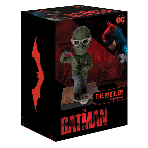 DC: The Riddler Bobblehead figure showcasing details of the character as portrayed by Paul Dano, featuring a green suit and question mark motifs.