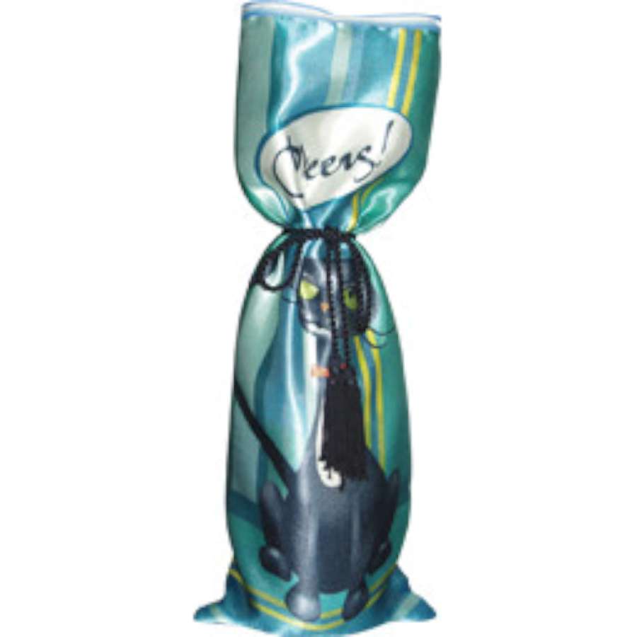 Deluxe Gift Bag with Tuxedo Cat design, made of luxurious satin fabric; perfect for gifting wine and other treasures with elegance.