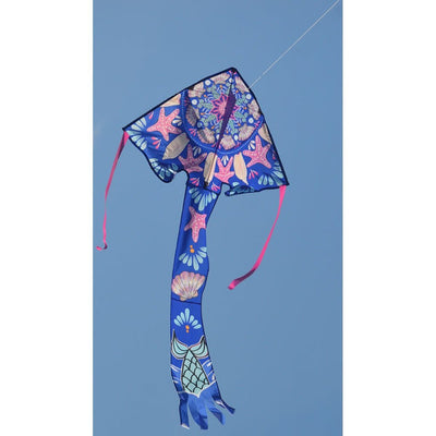 Large Easy Flyer Kite - Mermaid Mandala with intricate design, perfect for stable flying in winds from 5 to 18 mph.