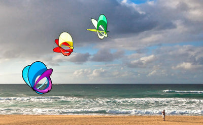 Compact box kite with unique trick-flying capabilities, stable flight characteristics, and no-assembly convenience for fun anywhere.
