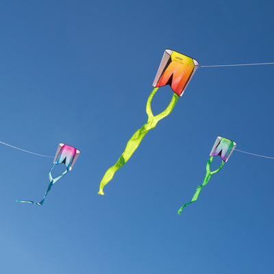 Prism Pocket Flyer single-line kite with all-fabric design, built-in tail, and included flying line, sized for easy travel and beginner-friendly flying.
