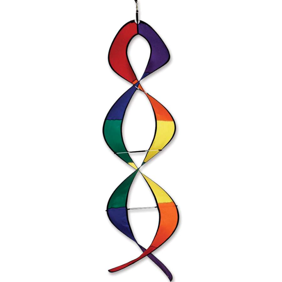 Colorful DNA Helix Twister - Rainbow displayed outdoors, showcasing its dynamic spiraling design under sunlight.