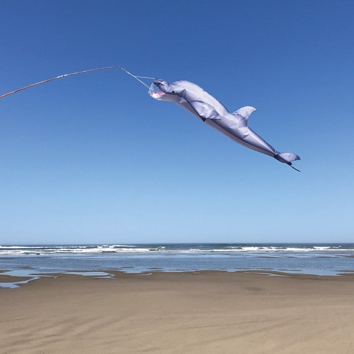 Dolphin 48 inch Fish Windsock with realistic design, perfect for outdoor coastal decor or gifting to ocean lovers.