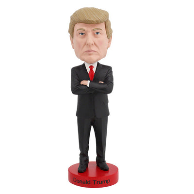Donald Trump bobblehead over 8 inches tall, featuring an intricate design and hand-painted details, perfect for collectors and supporters.