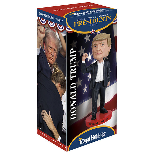 Donald Trump 'Fight!' bobblehead, 7-inch collectible displaying a detailed figure of Trump, showcasing vibrant colors and quality craftsmanship.