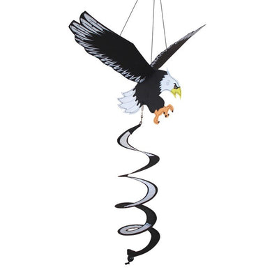 Eagle Theme Twister with moving wings and curlie tail, beautifully displayed outdoors, showcasing its vibrant colors and 3D design.