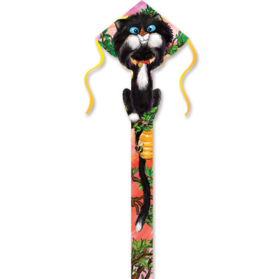 Easy Flyer Kite - Butterfly Kitty, colorful design with butterfly appliques, flying against a clear sky with a long line visible.