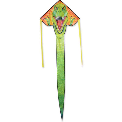 Easy Flyer Kite - T-Rex design soaring through the sky, showcasing vivid colors and sturdy construction, perfect for outdoor enjoyment.