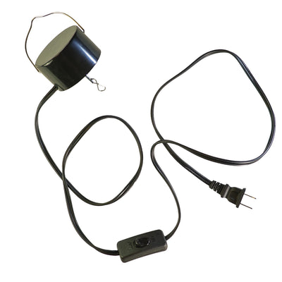 Electric Motor designed for hanging decor, featuring a black metal loop and rotating at 40 RPM for engaging outdoor displays.