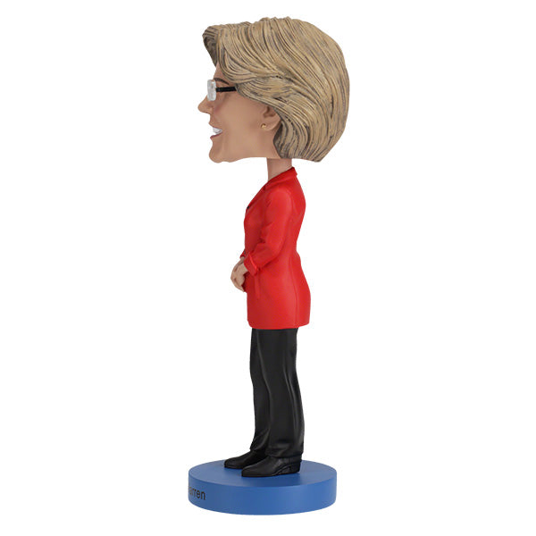 Elizabeth Warren bobblehead over 8 inches tall, intricately hand-painted, showcasing a realistic likeness of the Massachusetts Senator against a neutral background.