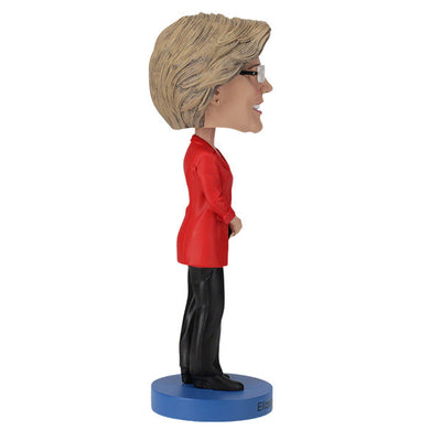 Elizabeth Warren bobblehead over 8 inches tall, intricately hand-painted, showcasing a realistic likeness of the Massachusetts Senator against a neutral background.