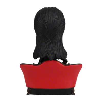 Elvira Lounge Bobblehead featuring the Mistress of the Dark in her signature black gown, set on a decorative display stand.