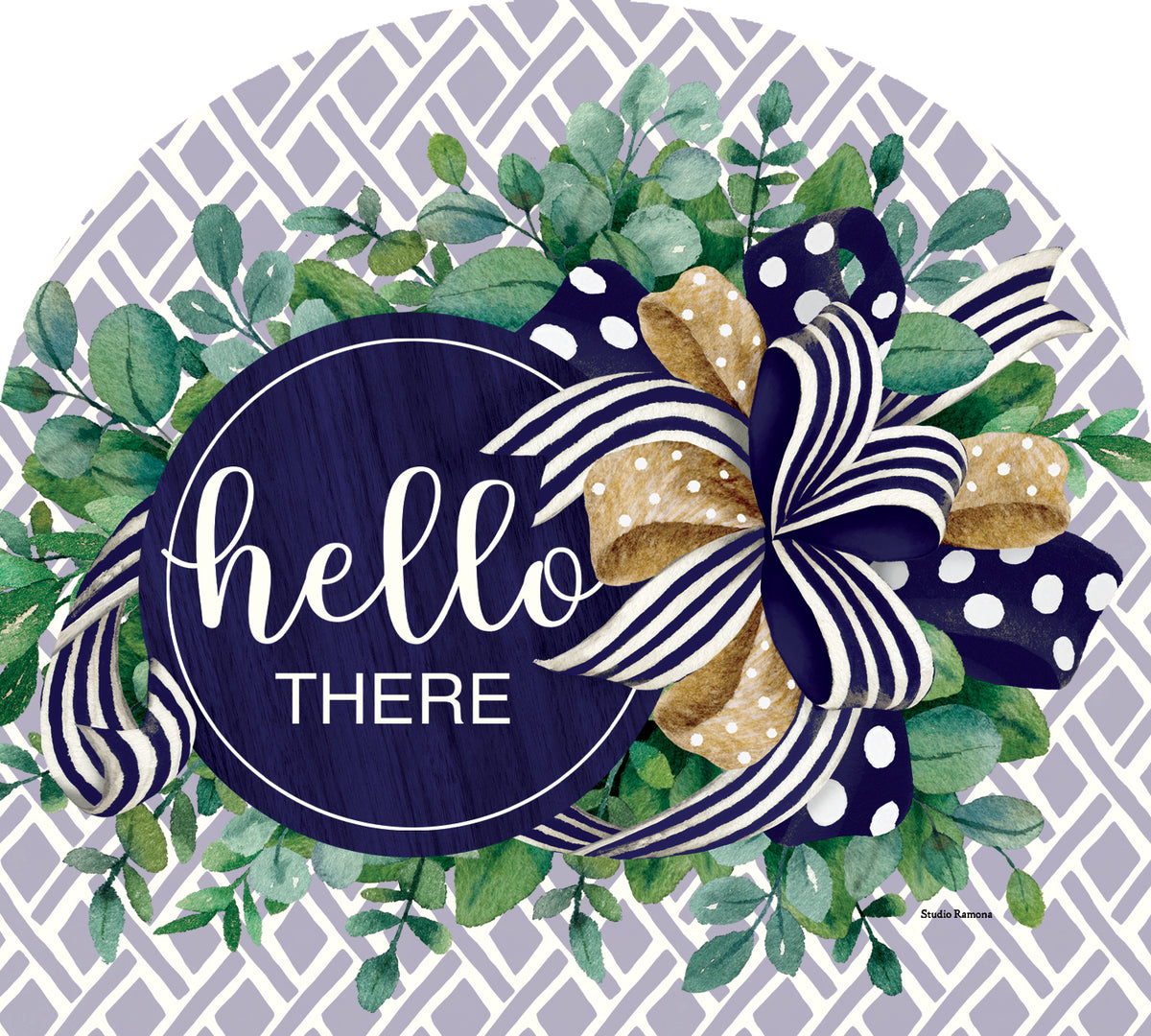Eucalyptus on Navy Arbor Mate PVC panel showcasing eucalyptus leaves against a navy background, ideal for garden decor.