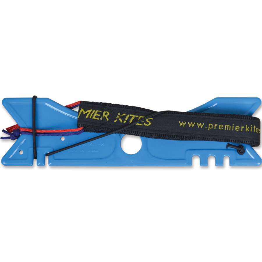 Extracto Winder with Nylon Straps, made from high-strength plastic, designed for easy storage and setup of stunt kites, shown in a kite bag.