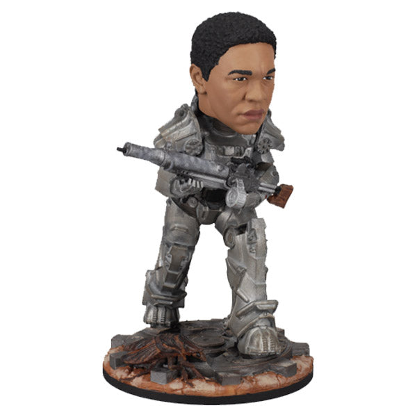 Fallout: Max in Power Armor bobblehead showcasing intricate details, featuring a character in T-60 armor with weapon, perfect for collectors.
