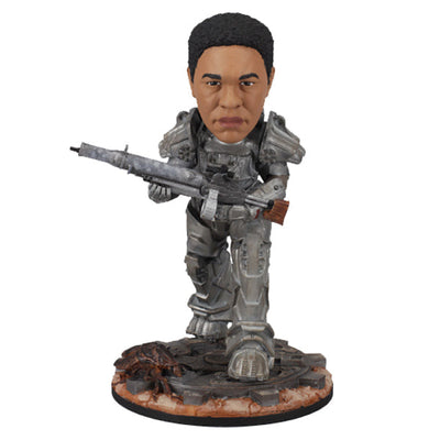 Fallout: Max in Power Armor bobblehead showcasing intricate details, featuring a character in T-60 armor with weapon, perfect for collectors.