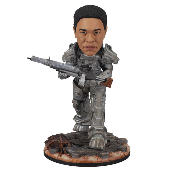 Fallout: Max in Power Armor bobblehead showcasing intricate details, featuring a character in T-60 armor with weapon, perfect for collectors.