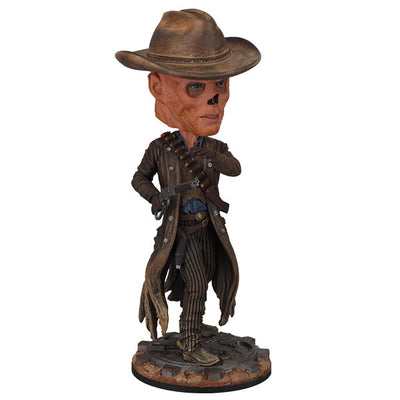 Fallout: The Ghoul Bobblehead showcasing intricate details of a skeletal figure in a cowboy hat and trench coat, standing proudly on a display base.
