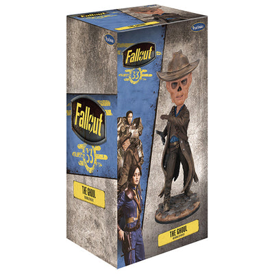 Fallout: The Ghoul Bobblehead showcasing intricate details of a skeletal figure in a cowboy hat and trench coat, standing proudly on a display base.