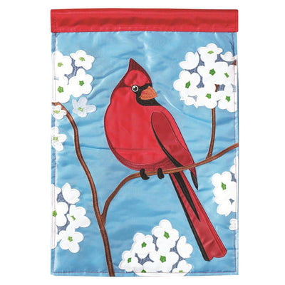 Flag Cardinal Blue Burlap 13x18 featuring double applique design, durable 300-denier polyester, and vibrant embroidery for timeless outdoor décor.