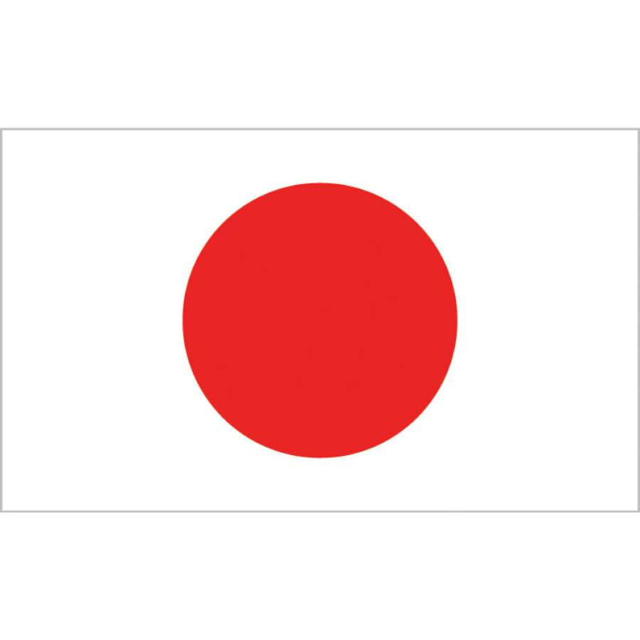 Flag Kite - Japan designed by Peter Lynn, measuring 60x36 inches, features vibrant Japanese motifs flying joyfully against a blue sky.