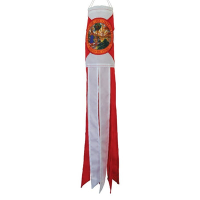 Colorful Florida 18-inch windsock with six tails fluttering in the wind, showcasing a vibrant design that represents the Sunshine State.