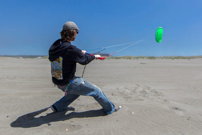 Powerful three-line traction kite with water-relaunchable design, smooth handling, and strong pull for land and water adventures.