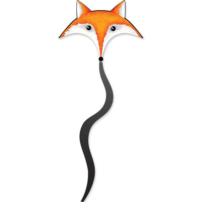 Fox Kite measuring 59 x 46 inches in bright colors soaring against a clear sky, demonstrating its lightweight design and stability in the air.