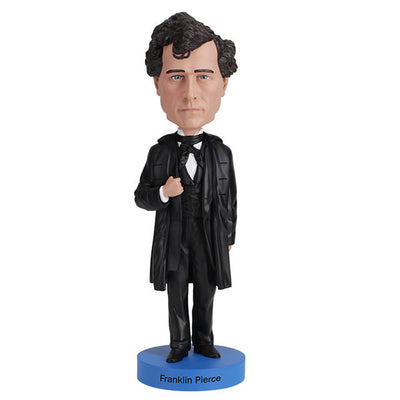 Franklin Pierce Bobblehead, intricately designed with detailed facial features and attire, standing at 8 inches tall to commemorate the 14th President.