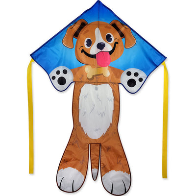Large Easy Flyer Kite - Buddy with cheerful design, perfect for stable flying in winds from 5 to 18 mph.