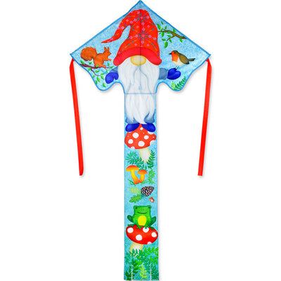 Large Easy Flyer Kite - Gnomes with playful design, perfect for stable flying in winds from 5 to 18 mph.