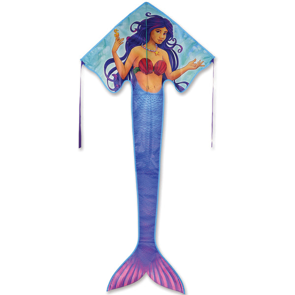 Large Easy Flyer Kite - Mermaid with enchanting design, perfect for stable flying in winds from 5 to 18 mph.