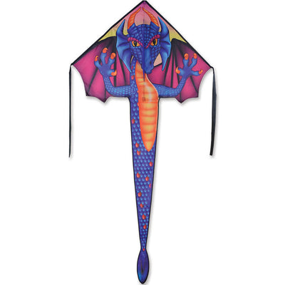 Large Easy Flyer Kite - Sapphire Dragon with bold design, perfect for stable flying in winds from 5 to 18 mph.