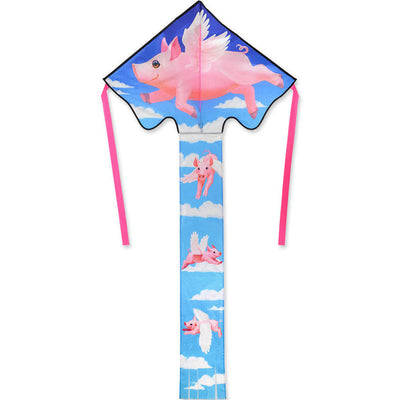Large Easy Flyer Kite - When Pigs Fly with whimsical design, perfect for stable flying in winds from 5 to 18 mph.