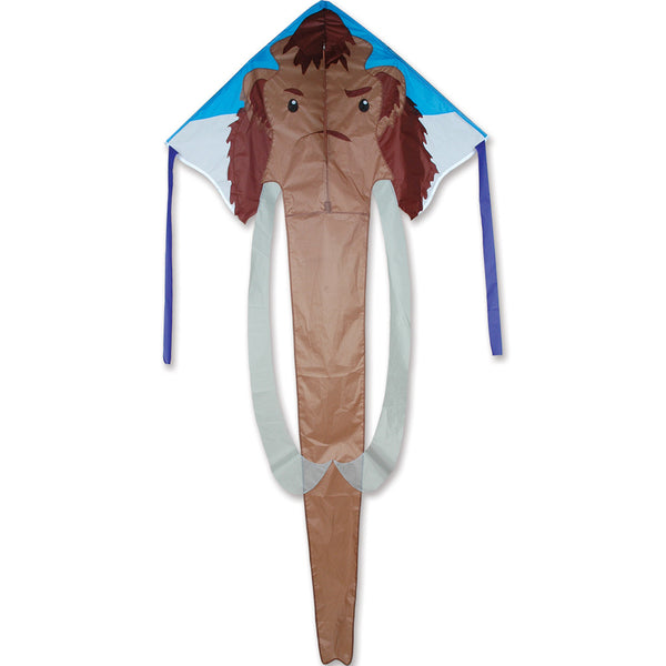 Large Easy Flyer Kite - Woolly Mammoth with fun design, perfect for stable flying in winds from 5 to 18 mph.