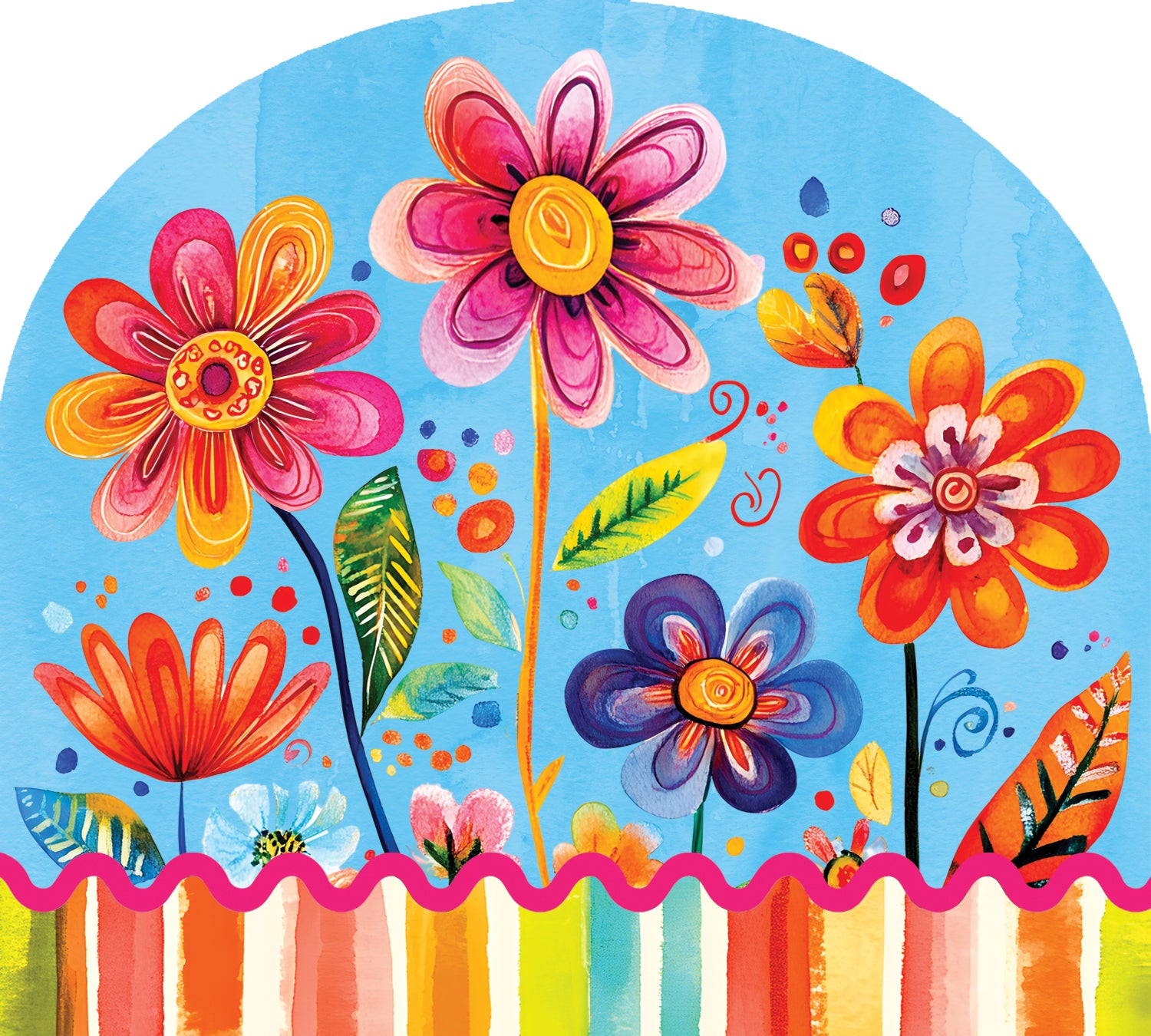 Funky Flowers Arbor Mate decorative PVC panel showing colorful flower designs, perfect for enhancing outdoor spaces in spring decor.