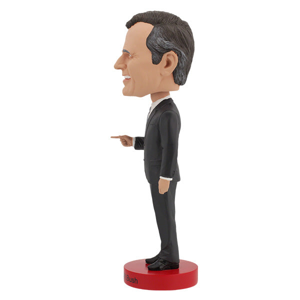 George H.W. Bush Bobblehead standing 8 inches tall with intricate details, hand-painted, and presented in a collector's box.