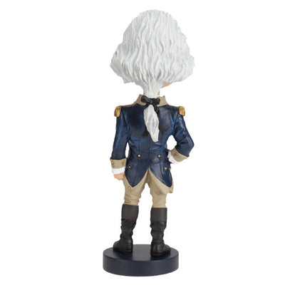 8-inch George Washington bobblehead with detailed military attire and hand-painted features displayed in a colorful collector's box.
