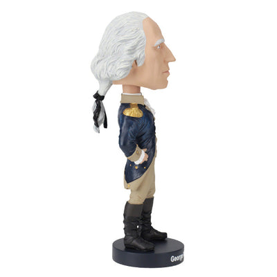 8-inch George Washington bobblehead with detailed military attire and hand-painted features displayed in a colorful collector's box.