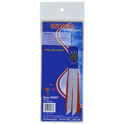 Georgia 18-inch windsock featuring bright colors, sophisticated applique, and embroidered designs-perfect for celebrating state pride in your garden or yard.