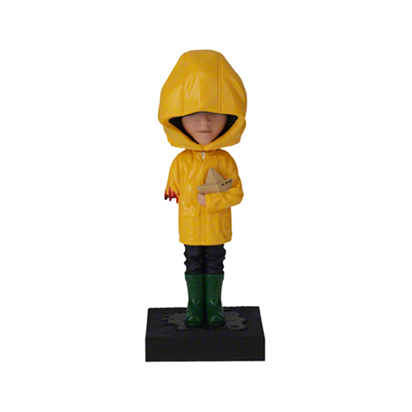 Georgie Bobblehead from IT Chapter 2, featuring Georgie in a yellow raincoat holding a paper boat, perfect for horror collectors.