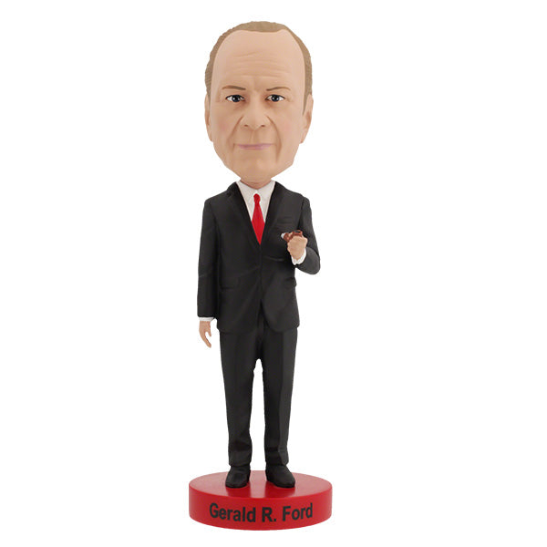 Gerald Ford Bobblehead featuring detailed hand-painted design, standing 7 inches tall with a lifelike likeness of the 38th President.