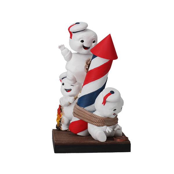 Ghostbusters Afterlife Mini-Pufts Rocket Bobblehead showing mischievous Mini-Puft characters attempting a rocket launch with colorful detailing.